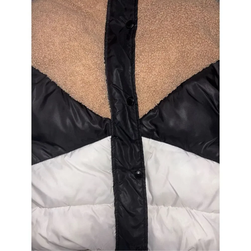 Sam Edelman Faux Sherpa Colorblock Puffer Jacket